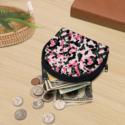 Pink Green And Black Camouflage Print Coin Purse