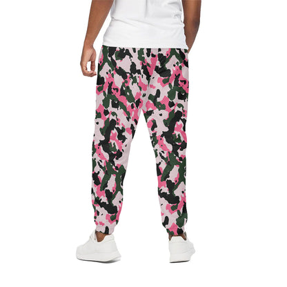 Pink Green And Black Camouflage Print Cotton Pants