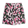 Pink Green And Black Camouflage Print Cotton Shorts