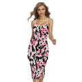 Pink Green And Black Camouflage Print Cross Back Cami Dress