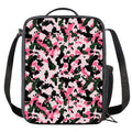 Pink Green And Black Camouflage Print Crossbody Lunch Bag