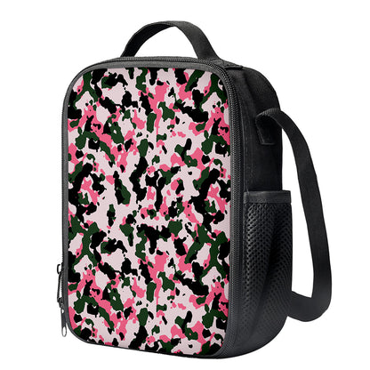 Pink Green And Black Camouflage Print Crossbody Lunch Bag