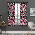 Pink Green And Black Camouflage Print Grommet Curtain Panels