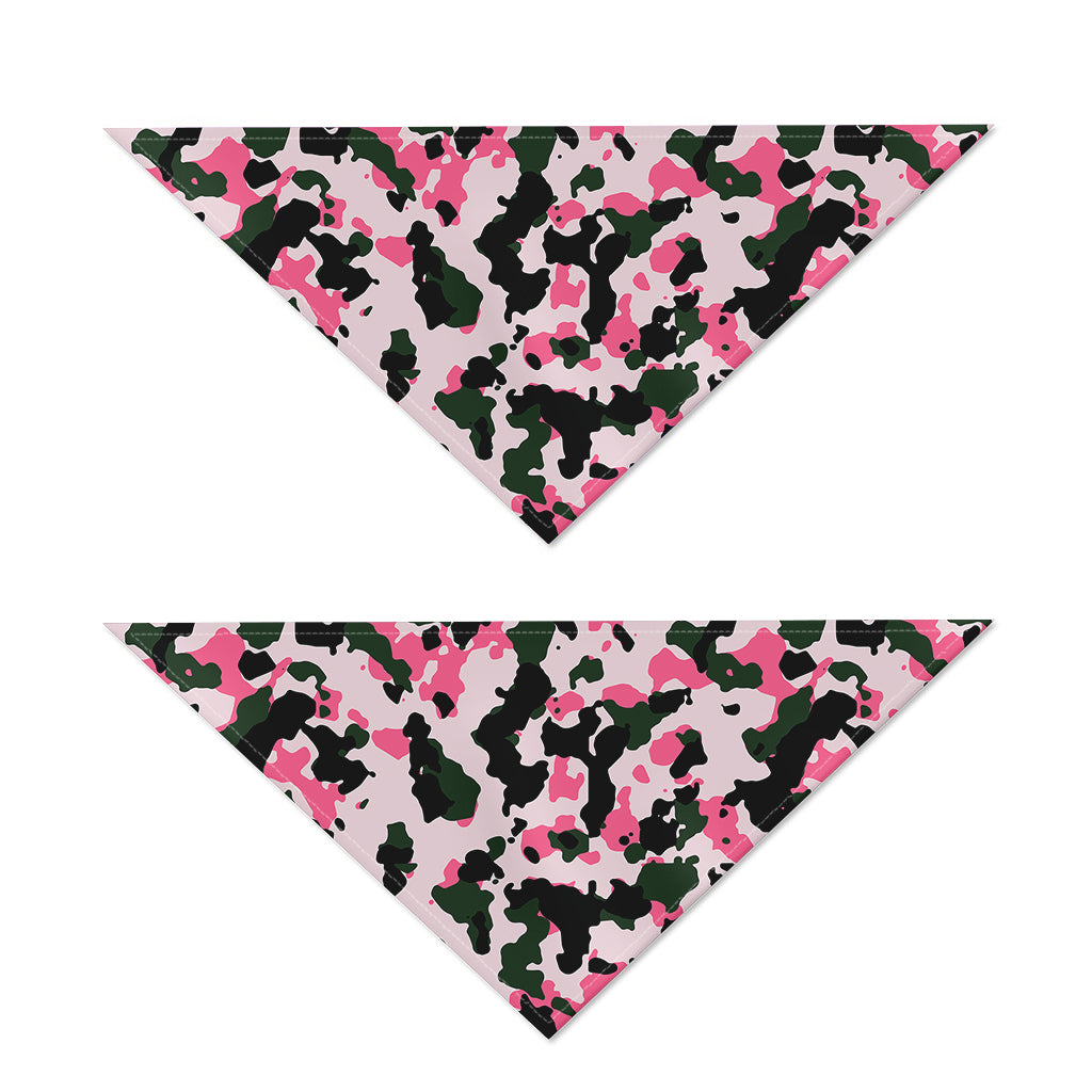 Pink Green And Black Camouflage Print Dog Bandana