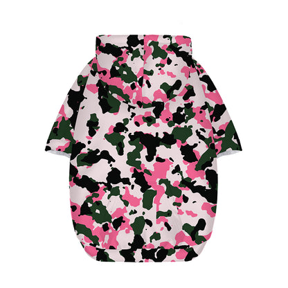 Pink Green And Black Camouflage Print Dog Zip Up Hoodie