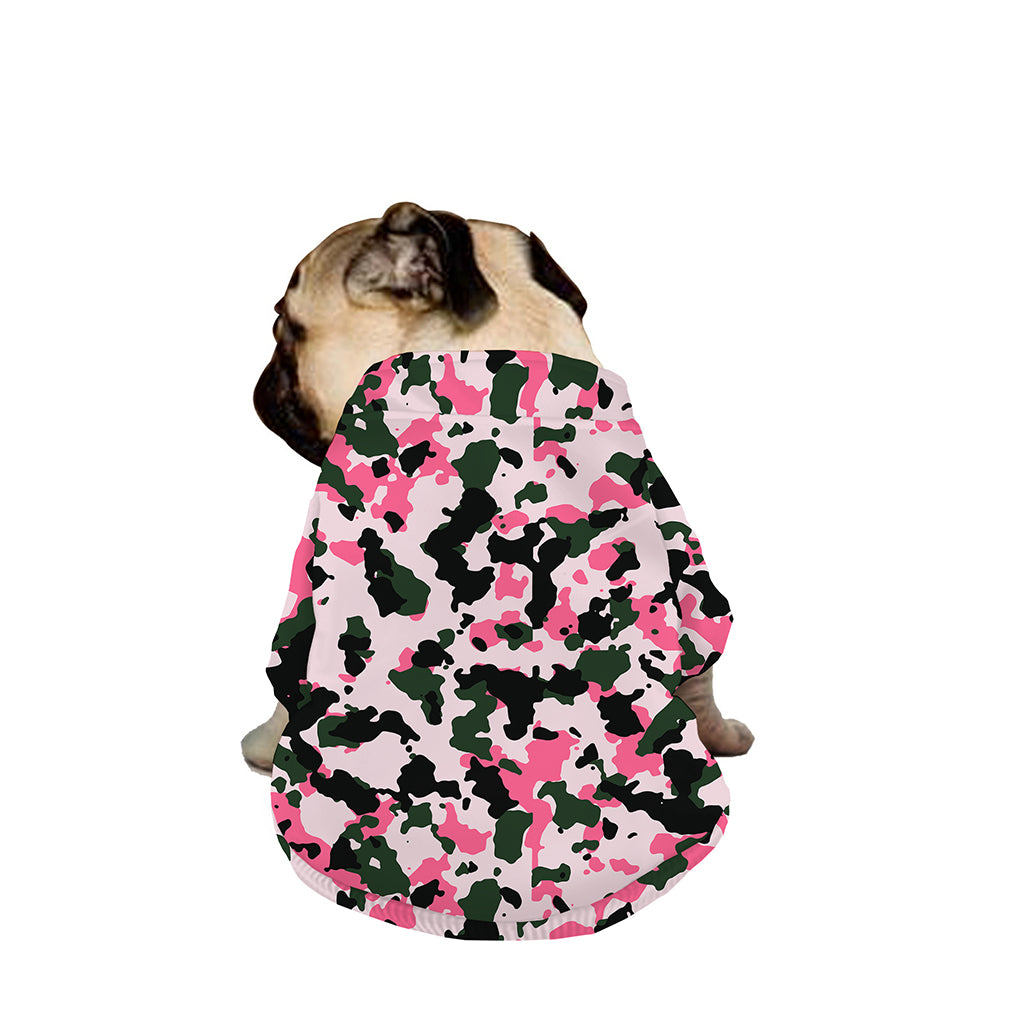 Pink Green And Black Camouflage Print Dog Zip Up Jacket