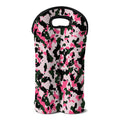 Pink Green And Black Camouflage Print Double Neoprene Wine Tote