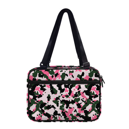 Pink Green And Black Camouflage Print Double Strap Bible Bag