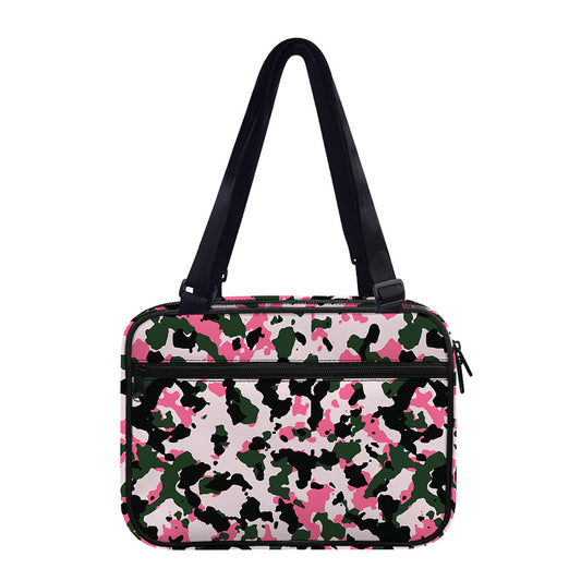 Pink Green And Black Camouflage Print Double Strap Bible Bag