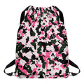 Pink Green And Black Camouflage Print Drawstring Backpack