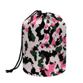 Pink Green And Black Camouflage Print Drawstring Makeup Bag