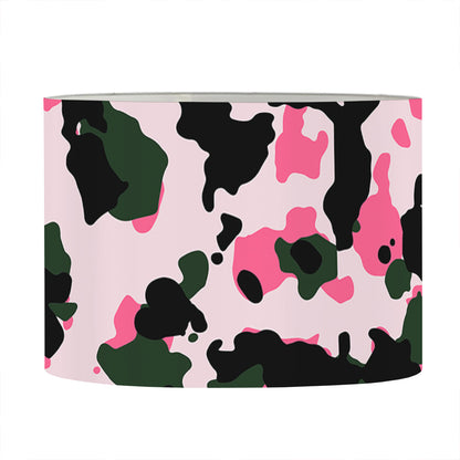 Pink Green And Black Camouflage Print Drum Lamp Shade