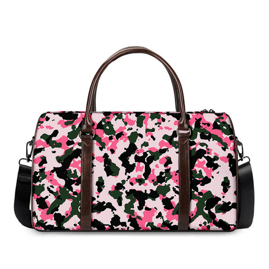 Pink Green And Black Camouflage Print Duffle Bag