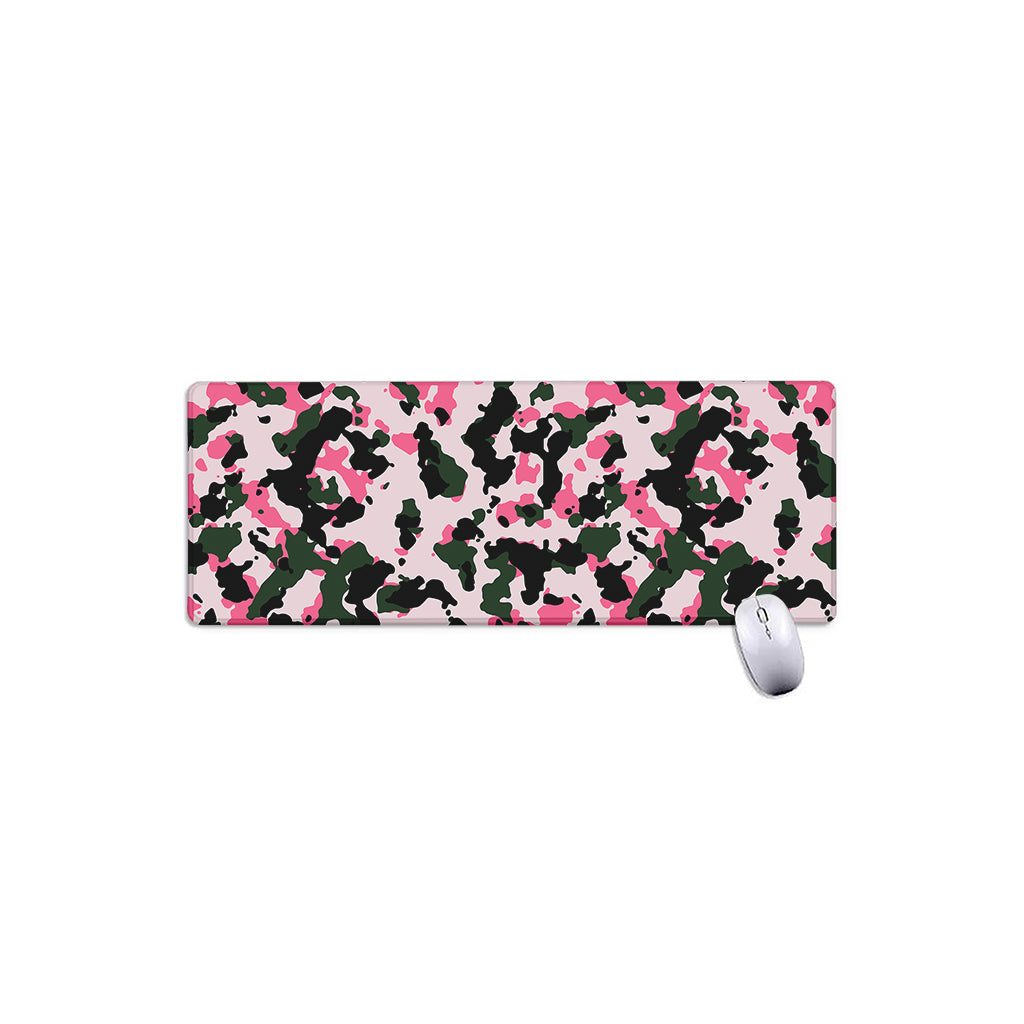 Pink Green And Black Camouflage Print Extended Mouse Pad
