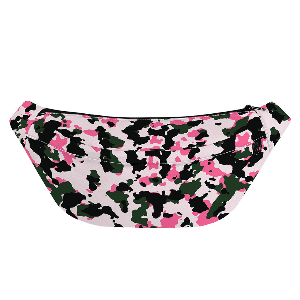 Pink Green And Black Camouflage Print Fanny Pack
