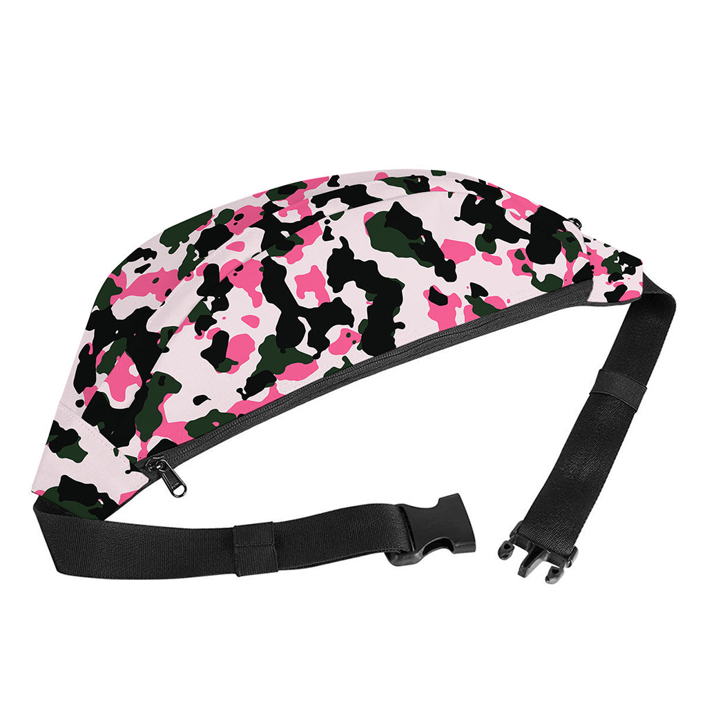 Pink Green And Black Camouflage Print Fanny Pack