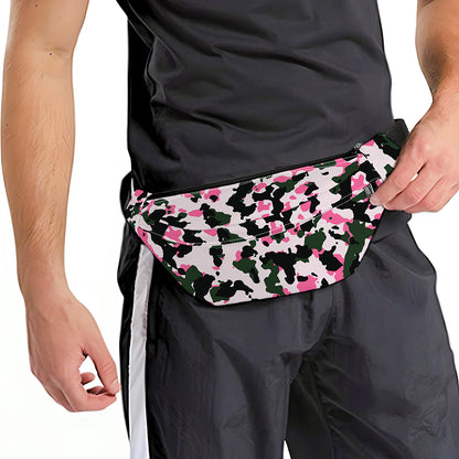 Pink Green And Black Camouflage Print Fanny Pack