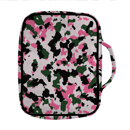 Pink Green And Black Camouflage Print Front Pocket Bible Bag