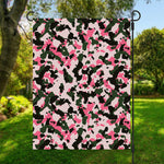 Pink Green And Black Camouflage Print Garden Flag