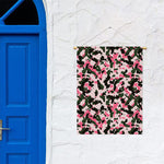 Pink Green And Black Camouflage Print Garden Flag