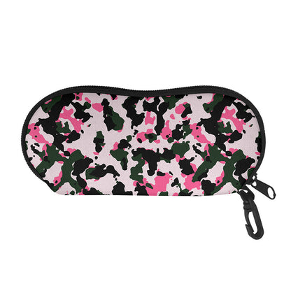 Pink Green And Black Camouflage Print Glasses Case
