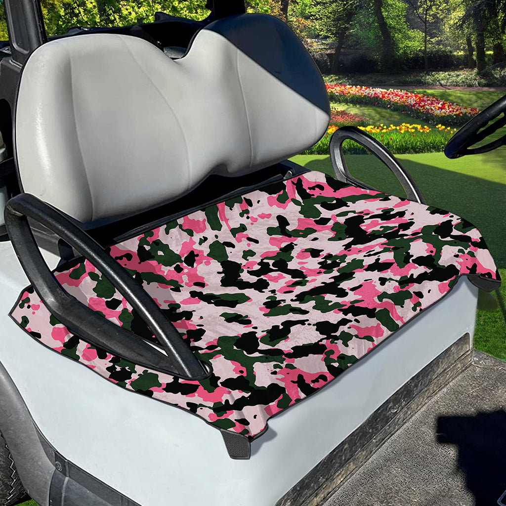 Pink Green And Black Camouflage Print Golf Cart Seat Cover