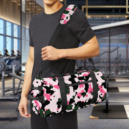 Pink Green And Black Camouflage Print Gym Bag