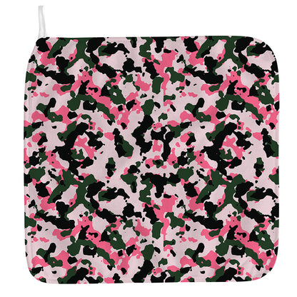 Pink Green And Black Camouflage Print Hand Towel