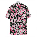 Pink Green And Black Camouflage Print Hawaiian Shirt
