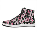 Pink Green And Black Camouflage Print High Top Leather Sneakers