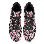 Pink Green And Black Camouflage Print High Top Leather Sneakers