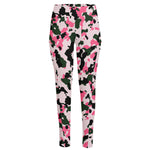 Pink Green And Black Camouflage Print High-Waisted Pocket Leggings
