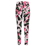 Pink Green And Black Camouflage Print High-Waisted Pocket Leggings