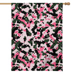 Pink Green And Black Camouflage Print House Flag