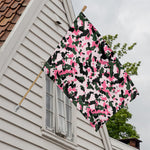 Pink Green And Black Camouflage Print House Flag