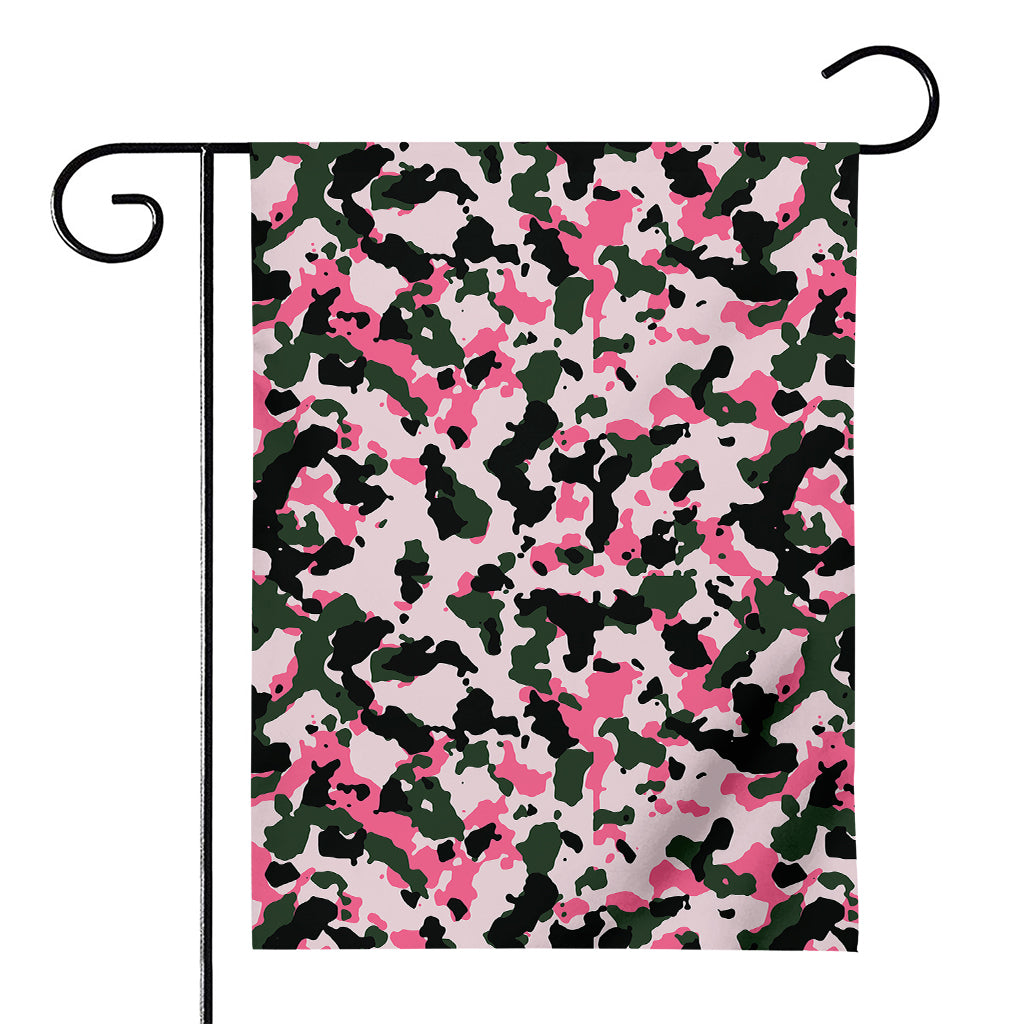 Pink Green And Black Camouflage Print House Flag