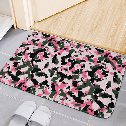 Pink Green And Black Camouflage Print Indoor Door Mat