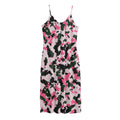 Pink Green And Black Camouflage Print Jersey Midi Cami Dress