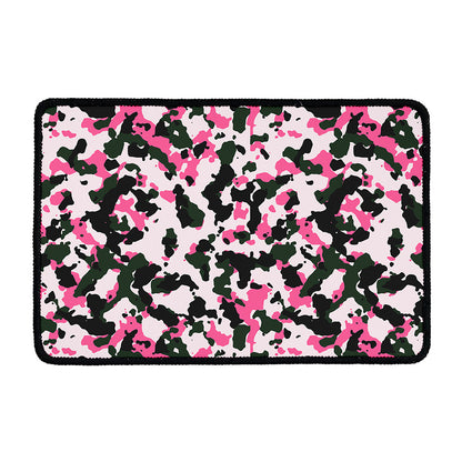 Pink Green And Black Camouflage Print Kitchen Mat