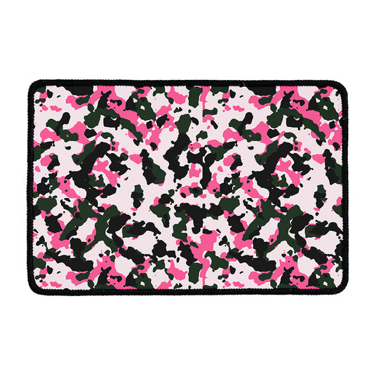 Pink Green And Black Camouflage Print Kitchen Mat