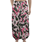 Pink Green And Black Camouflage Print Lantern Pants