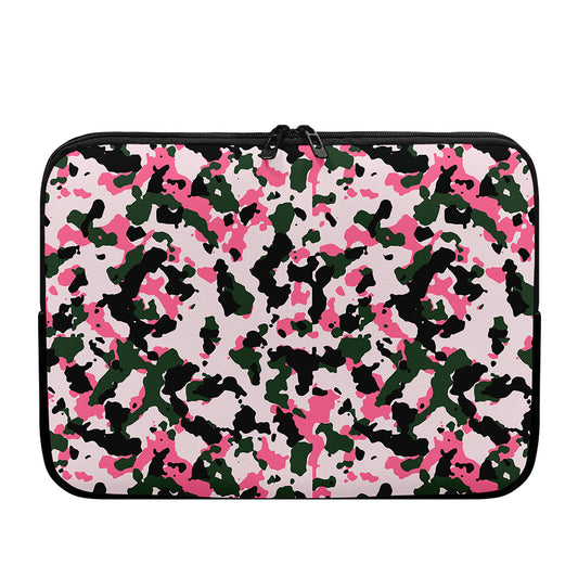Pink Green And Black Camouflage Print Laptop Sleeve