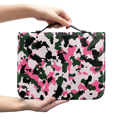 Pink Green And Black Camouflage Print Leather Bible Cover