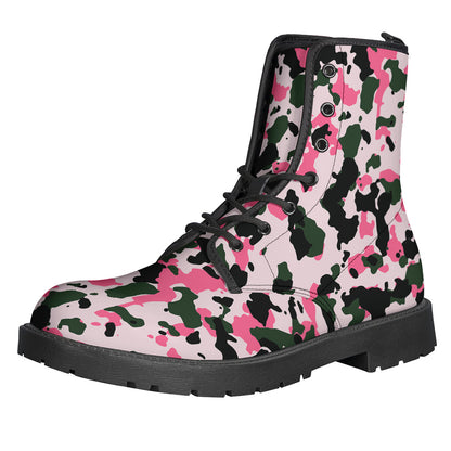 Pink Green And Black Camouflage Print Backpack