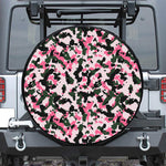 Pink Green And Black Camouflage Print Leather Spare Tire Cover