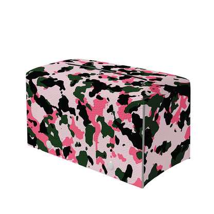 Pink Green And Black Camouflage Print Leather Tissue Box Cover