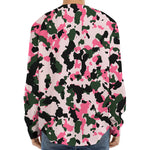 Pink Green And Black Camouflage Print Long Sleeve Baseball Jersey