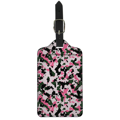 Pink Green And Black Camouflage Print Luggage Tag