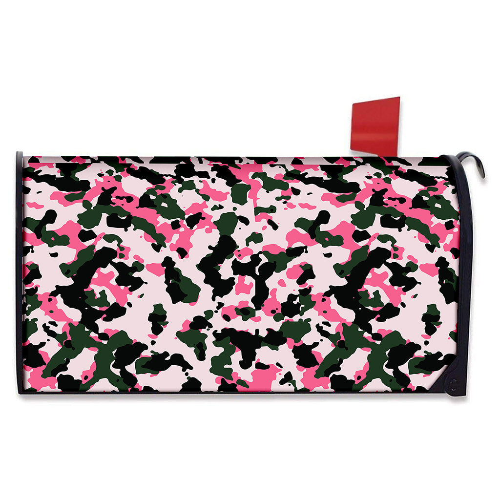 Pink Green And Black Camouflage Print Mailbox Cover
