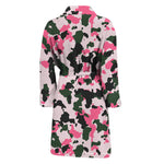 Pink Green And Black Camouflage Print Men's Bathrobe